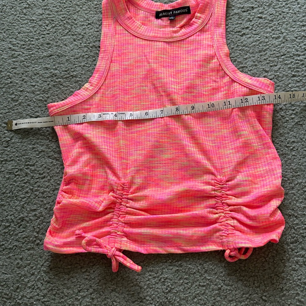 Almost Famous Neon Pink Ruched Tank Top